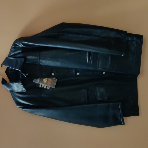 Men's Black Leather Jacket - Picture 2 of 13